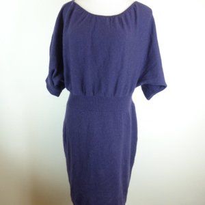 QI Cashmere purple sweater dress dolman sleeve L